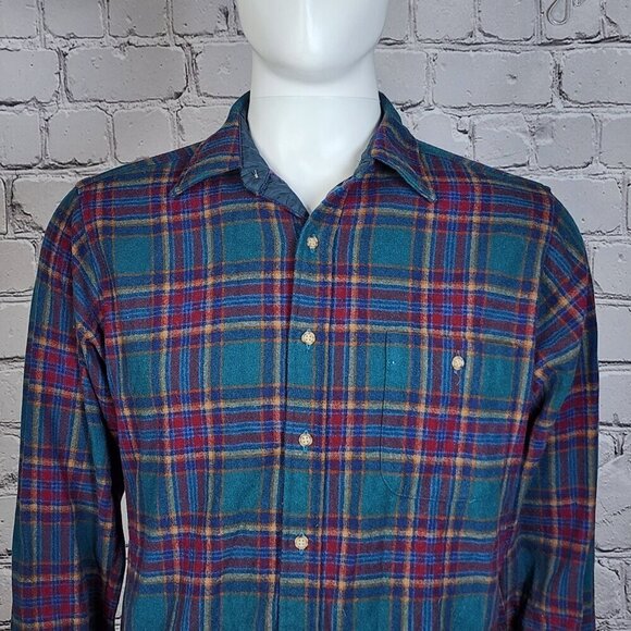 Pendleton Wool Vintage Plaid Button Shirt, Men's Medium Long - Picture 1 of 11